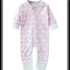 Pink & White Hippo Playsuit